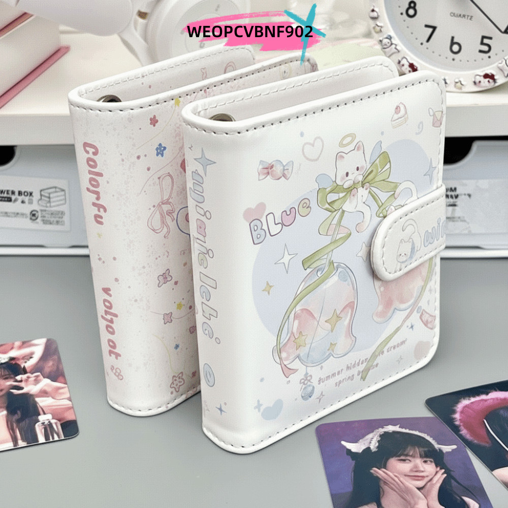 Weopcvbnf902สมุดการ์ด,อัลบั้มใส่การ์ดตาราง ม5 แบบพกพา,ที่ถอดออกได้20หน้าด้านในปกหนังลายการ์ตูนอัลบั้มรูปการ์ดคอลเลกชันภาพ