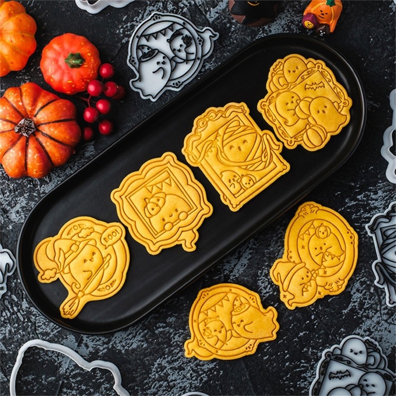 Yao Halloween Cookie Shaper แม่พิมพ์พลาสติกสําหรับทําเบเกอรี่ช็อกโกแลตและน้ําตาลตกแต่ง
