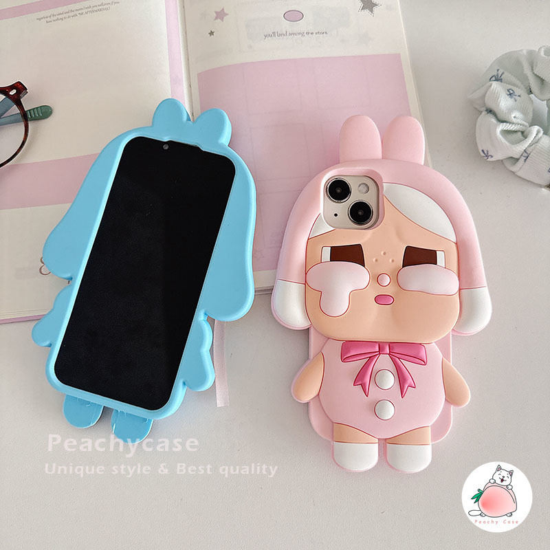 3D น่ารัก Bunny Crybaby สาวโทรศัพท์มือถือสําหรับ iPhone 17 16 15 14 13 Pro Max 12promax ซิลิโคนนุ่ม Drop ทนมือถือฝาหลัง - รูปที่ 4