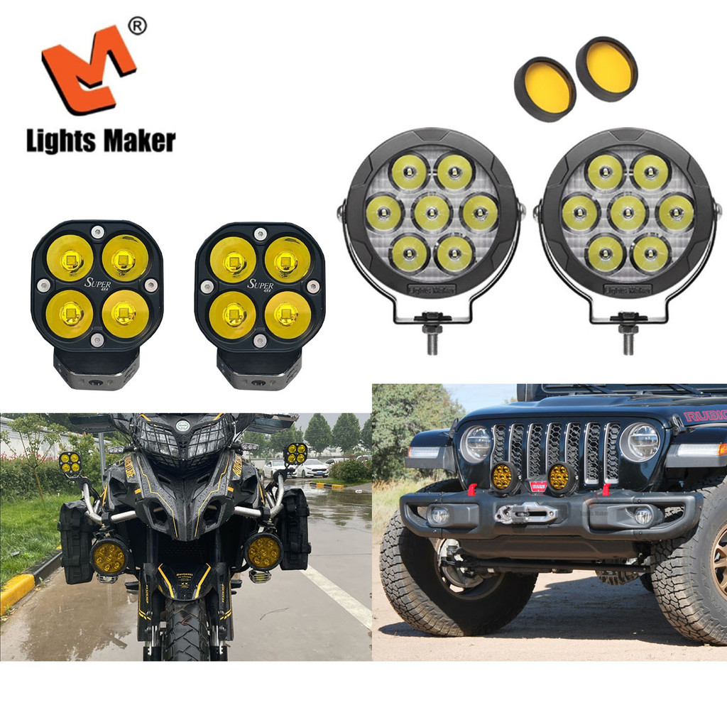 Liming Motorcycle Spotlight With Four Beads And Seven Plants One Trailer With Four Flashing Lights, 