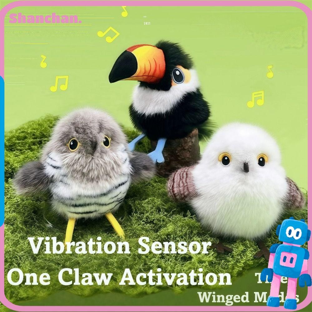 SHANCHAN ของเล่นแมวนกบิน, ของเล่นแมวนก Chirping Interactive ที่สดใสไฟฟ้า, ของเล่นสัตว์เลี้ยงนกเปิดใช้งานการเหนี่ยวนําอัจฉริยะแบบชาร์จไฟได้