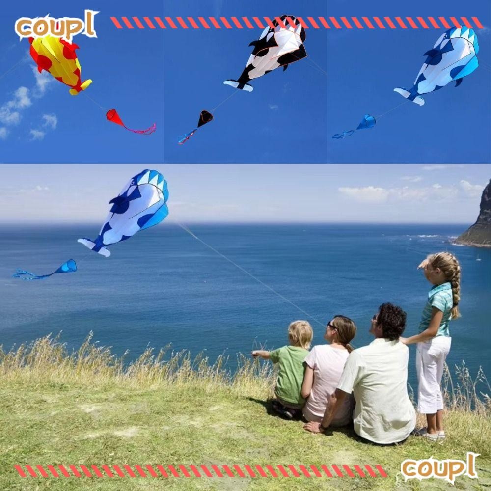 COUPL ขนาดใหญ่ Whale/Dolphin Kite, 2.2m Good Flying Soft Kite, Single Line 100 เมตร Kite Line Ripstop พลาสติกบินของเล่นเด็ก & ผู้ใหญ่