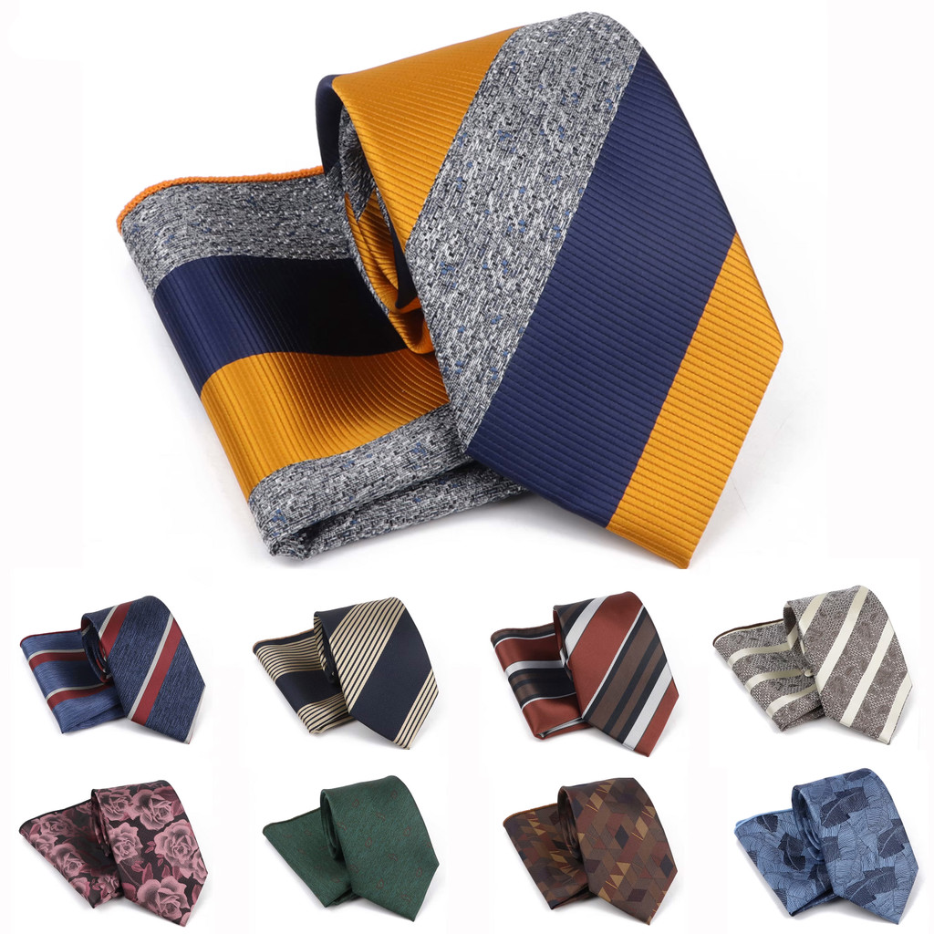 ZONFAZ ใหม่ ชุดเครื่องประดับคอลูกไม้ Tie & Pocket พร้อมลายผึ้ง Jacquard เหมาะสำหรับสวมใส่ทุกวันและของขวัญงานแต่งงาน