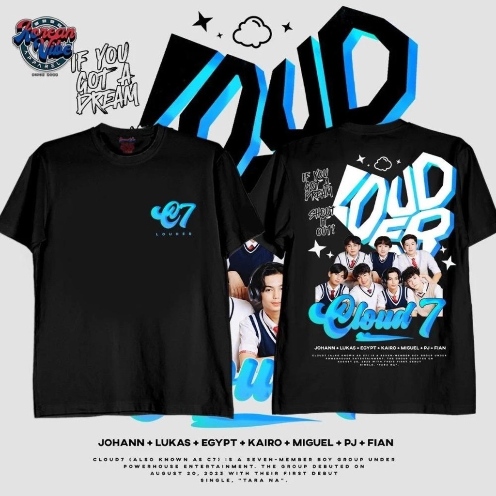 Kao3 Korean Vibes Cloud 7 Cooler Graphic Cotton T-shirt สำหรับผู้ชายและผู้หญิง