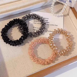 คริสตัลลูกปัดสำหรับผูกผมสไตล์วินเทจ เสริมความ красивให้ทรงผมหางม้าด้วยยางรัดผมยืดหยุ่น