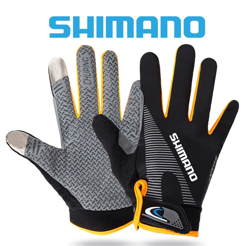 SHIMANO 2025 ถุงมือตกปลา ชิมาโน่ ผู้ชายกลางแจ้งป้องกันแสงแดดระบายอากาศกันลื่นทนต่อการสึกหรอถุงมือตกปลานิ้วทั้งหมดผู้ชาย