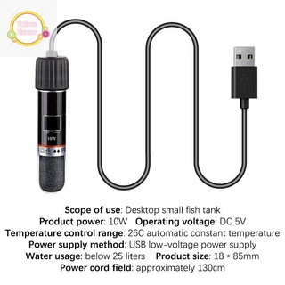 YellowFlower USB Aquarium เครื่องทําความร้อน Rod สําหรับถังปลาขนาดเล็ก 26°C เครื่องทําความร้อนตู้ปลาอุณหภูมิคงที่ Submersible Thermostat เครื่องทําความร้อน 10W TH