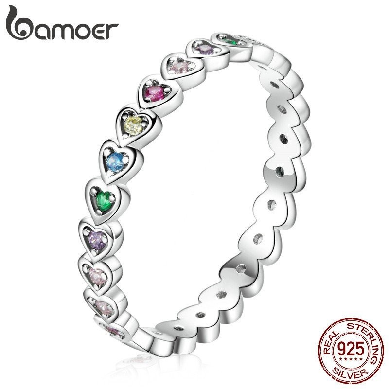 แหวนเงินแท้ 925 เพชรสังเคราะห์สีสันสดใส / Fashion Jewelry For Women | Bamore Scr752-6