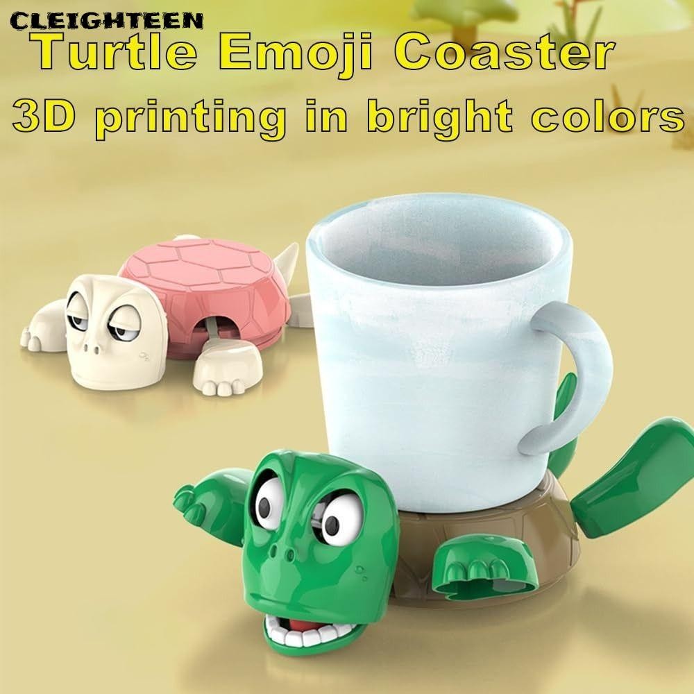 CLEIGHTEEN Turtle Coaster, ฉนวนกันความร้อนกันน้ํา Sea Turtle Coaster, พร้อมฐาน Limbs เปิดตาเต่าพิมพ์