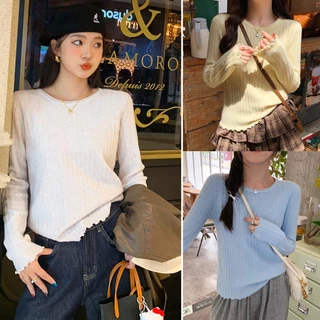 Chili Koko 7 สี เสื้อฐานสำหรับผู้หญิง สีขาว เสื้อถักน่าระทึกใจ สเวตเตอร์ ทรงสลิมฟิต เหมาะสำหรับใส่ด้านใน -88017