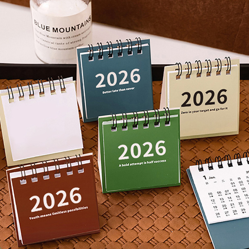 2026 ปฏิทินตั้งโต๊ะขนาดเล็กที่สร้างสรรค์และเรียบง่ายสําหรับนักเรียนปฏิทินแผนตรวจสอบอินสไตล์ อิน พร้อมขาตั้ง