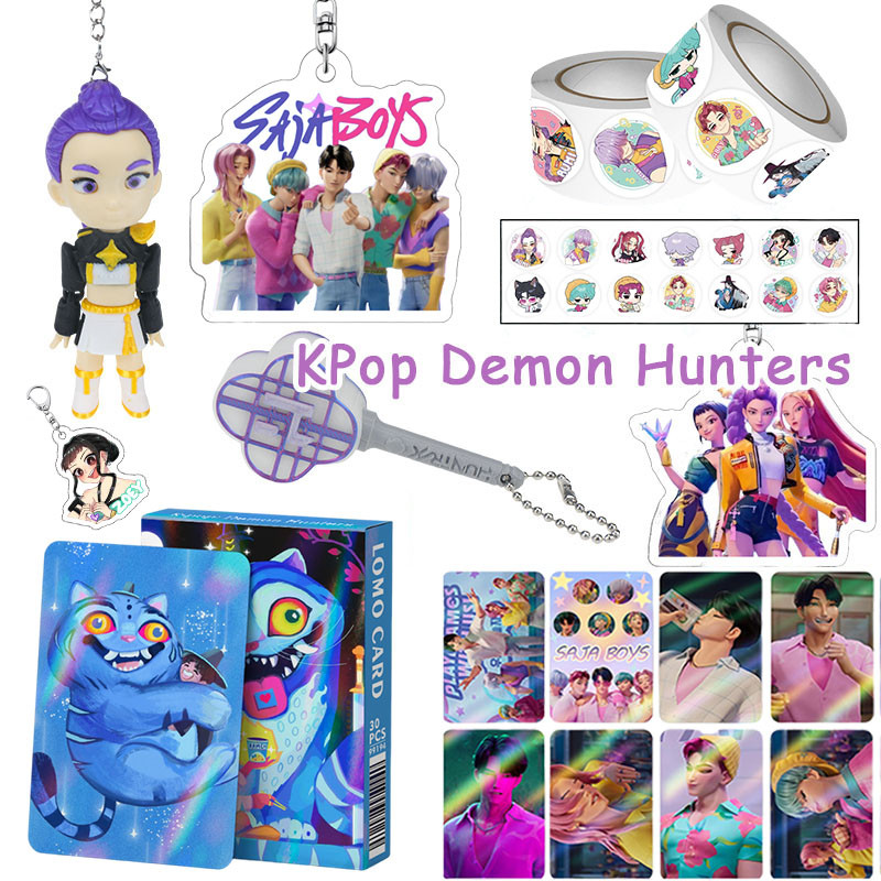 KPop Demon Hunters การ์ดรูปถ่ายสติกเกอร์คอลเลกชัน Saja Boys Rumi อะคริลิคพวงกุญแจคอลเลกชัน
