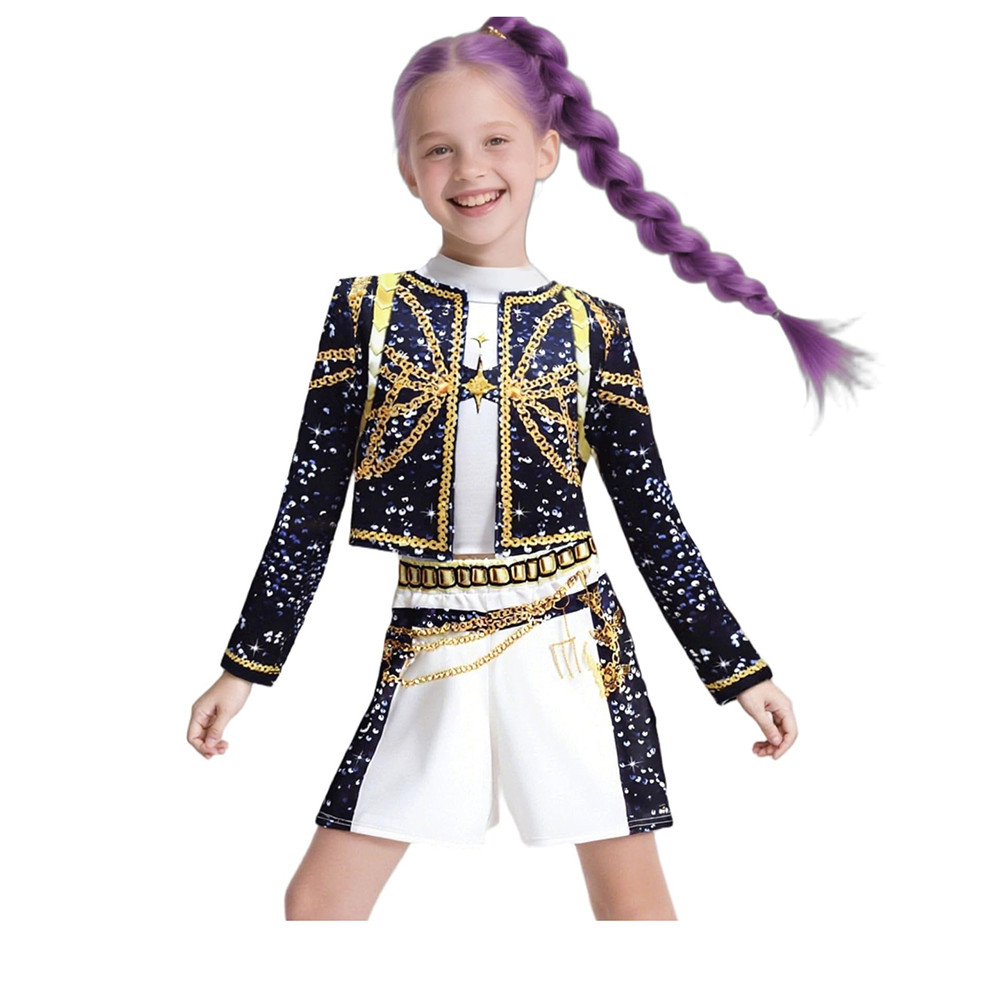 K-Pop Demon Hunters Rumi คอสเพลย์เครื่องแต่งกายเด็กชุดแฟนซี Idol สาว Zoey คอสเพลย์ชุดเวทีสาวฮาโลวีนเสื้อผ้า - รูปที่ 3