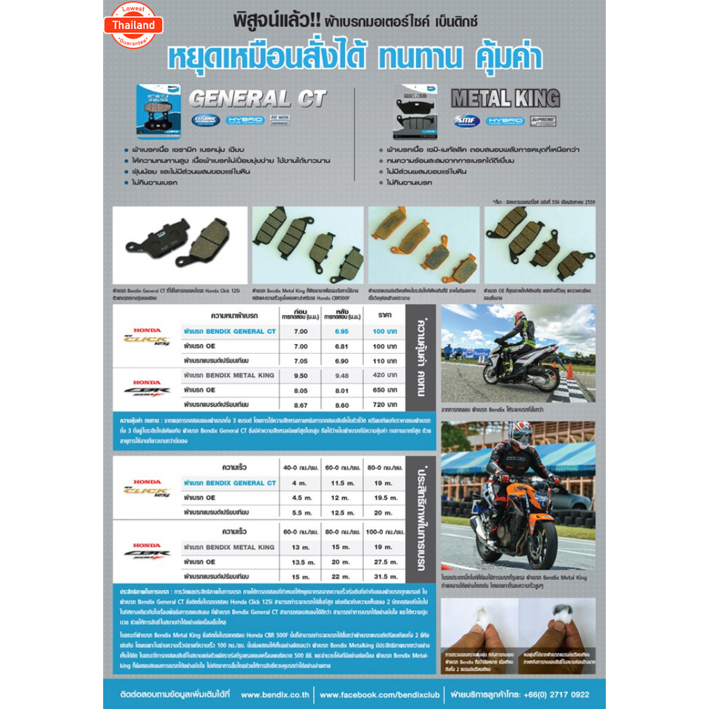 Bendix General CT Set MD54 - MD48 price2ชิ้น หน้า-หลัง ผ้าเรคมอเตอร์ไซค์ : R3 , MT-03 , XMAX