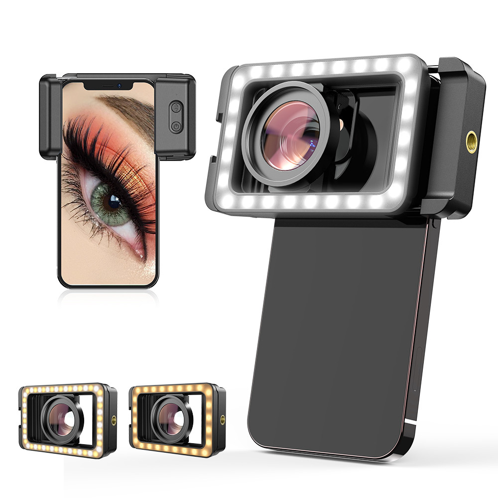 APEXEL HD 15x กล้องโทรศัพท์เลนส์มาโครพร้อมไฟ LED Universal Clamp คลิปเลนส์ Micro สําหรับ iPhone Samsung สมาร์ทโฟนทั้งหมด
