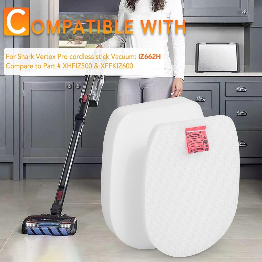 IZ662H ตัวกรองทดแทนสําหรับ Shark Vertex Pro เครื่องดูดฝุ่นไร้สาย IZ661H, IZ662HC, IZ682H, เปรียบเทีย