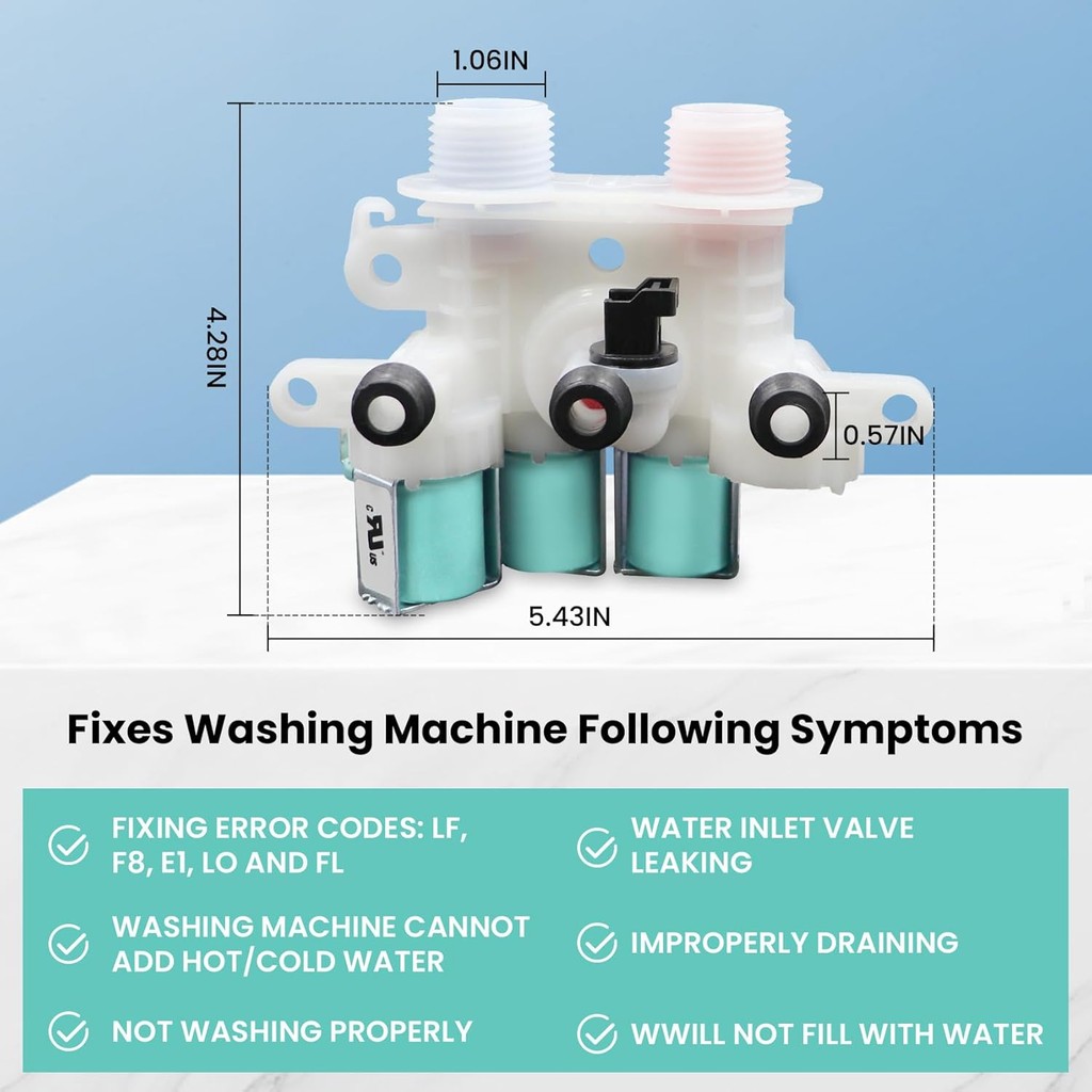 W11096268 W11220230 วาล์วทางเข้าน้ําเข้ากันได้กับเครื่องซักผ้า ken-more wirl-pool แทนที่ W10632527 W
