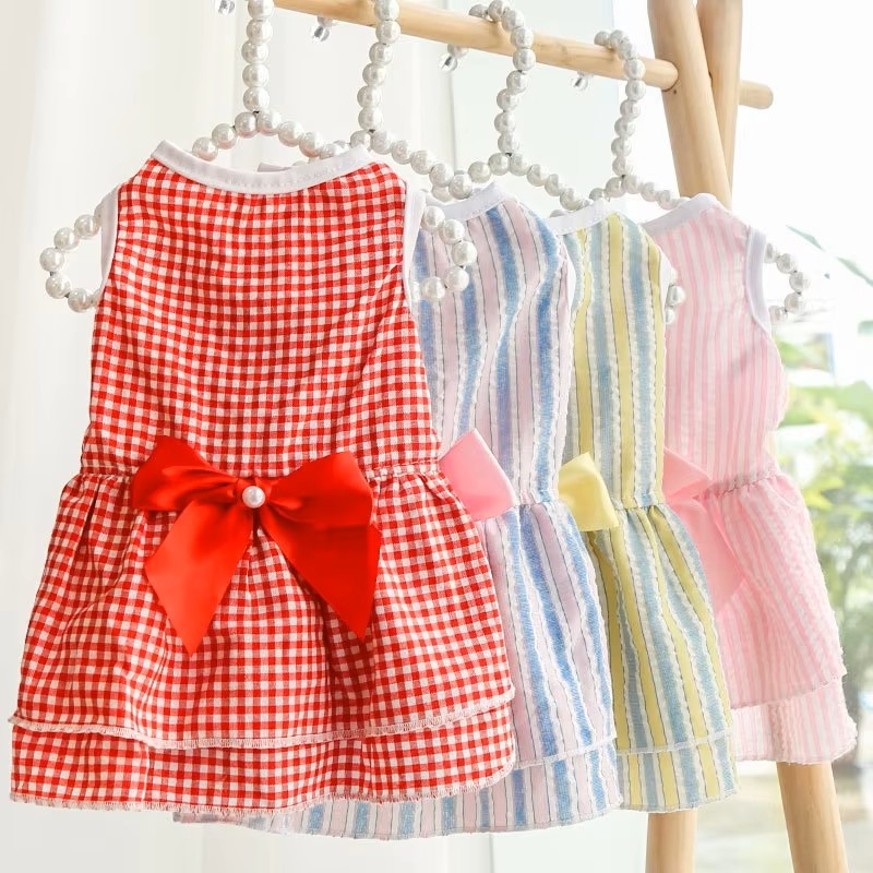 ลูกสุนัขแนวตั้งลายผีเสื้อกระโปรงฤดูร้อน กระโปรงสุนัขสัตว์เลี้ยงเจ้าหญิงสุนัขชุดแต่งงานกระโปรงแมว ชิสุ เสื้อผ้าสุนัข - รูปที่ 2