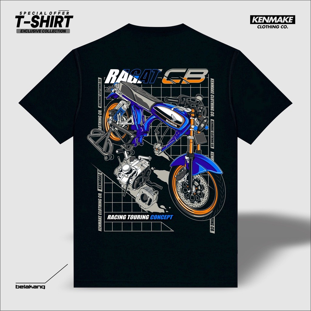 เสื้อยืด CB kenmake เสื้อยืด CB รุ่นสีดําสําหรับผู้ชายและผู้หญิง