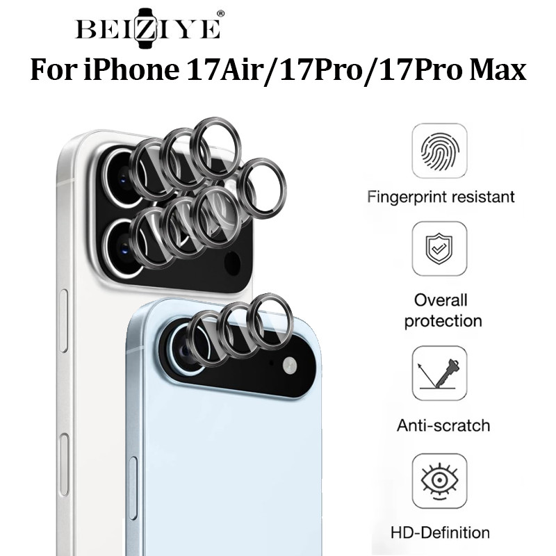 ตัวป้องกันเลนส์กล้องสําหรับ สําหรับ iPhone 17 Pro Max 17 Pro 17 Air Anti-Scratch HD แหวนโลหะกระจกนิรภัยกล้อง Len Protector