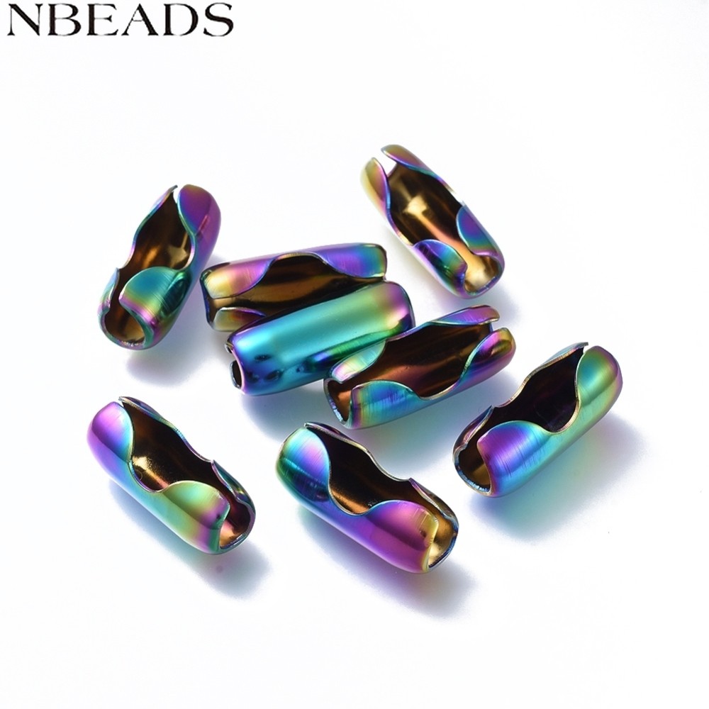 5pcs Ion Plating (IP) 304 สแตนเลสสตีล Ball Chain Connectors Rainbow สี 24~24.5x9.5 ~ 10.5 มม.เหมาะสํ