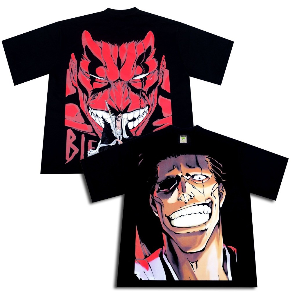(TOP) VONSEY ZARAKI KENPACHI BLEACH ANIME MANGA BLACK OVERSIZE เสื้อยืด