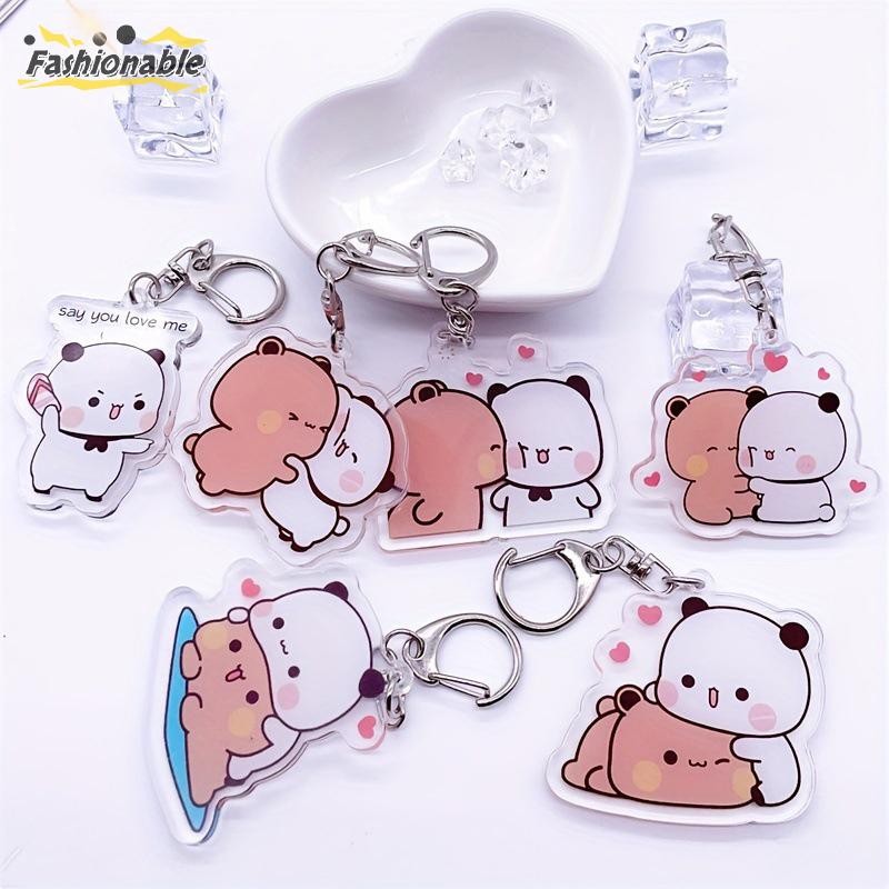 แฟชั่น.shop03 น่ารัก Bubu Dudu พวงกุญแจเด็กสีเทาหมีสีขาว Panda พวงกุญแจสําหรับอุปกรณ์เสริมกระเป๋าจี้