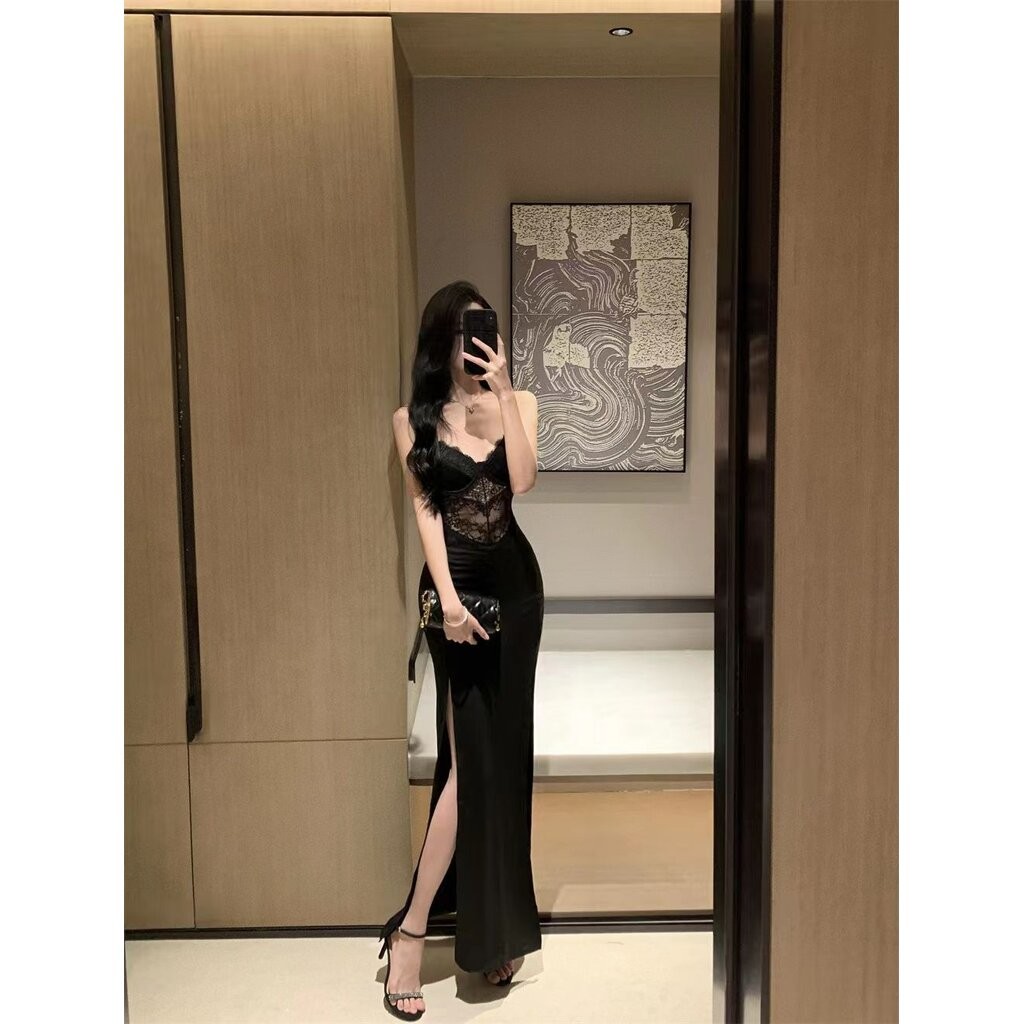 ชุดเดรสยาว สายเดี่ยว เสริมฟองน้ำ GB264 พร้อมส่งด่วนในไทย - รูปที่ 2