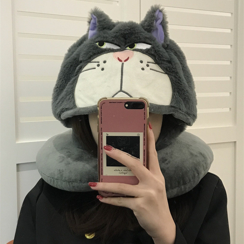 COD หมอนรูปการ์ตูน หมอนรองคอ ทรง U หมอนรองคอมีหมวก หน่วยความจำยืดหยุ่นนุ่มสบาย เหมาะสำหรับการเดินทาง - รูปที่ 5