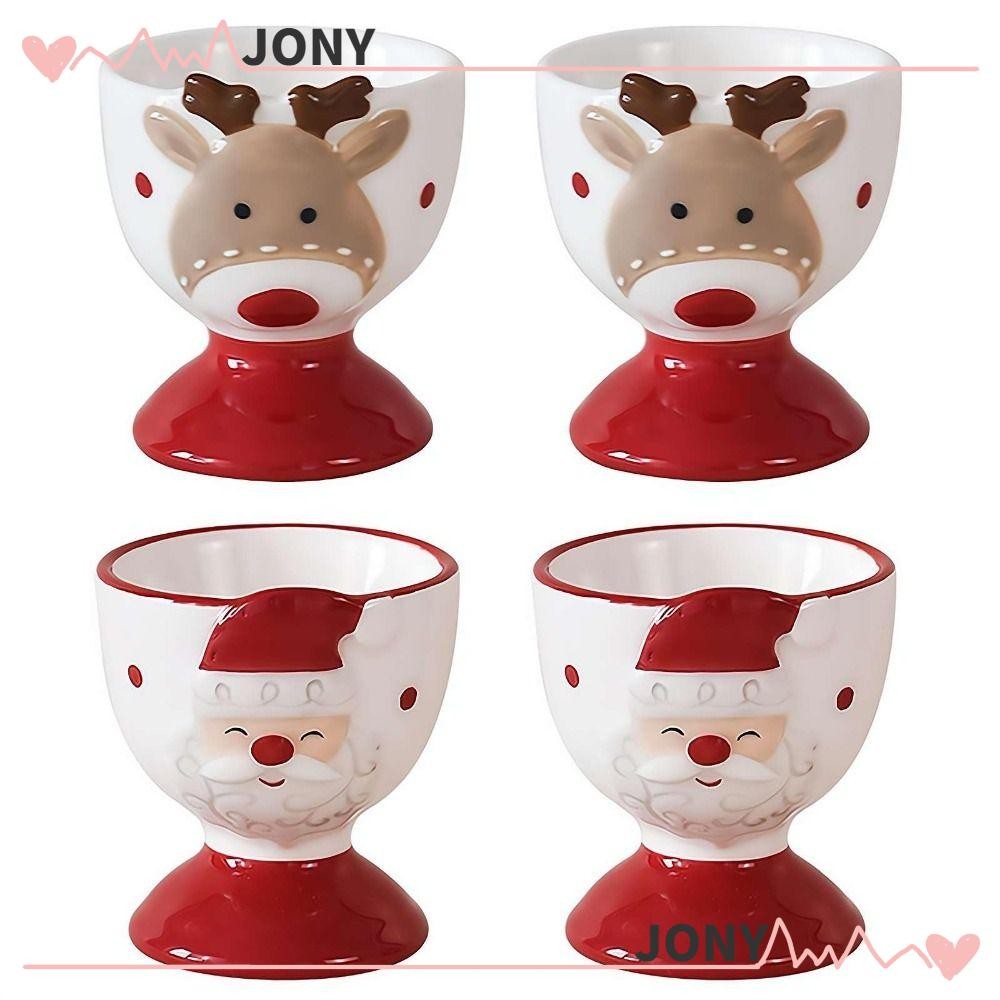 JONY Elk Egg Cup, Ceramic Kitchen Gadgets Christmas Egg Cup, Breakfast Tool Eggs Supplies Egg Decor 