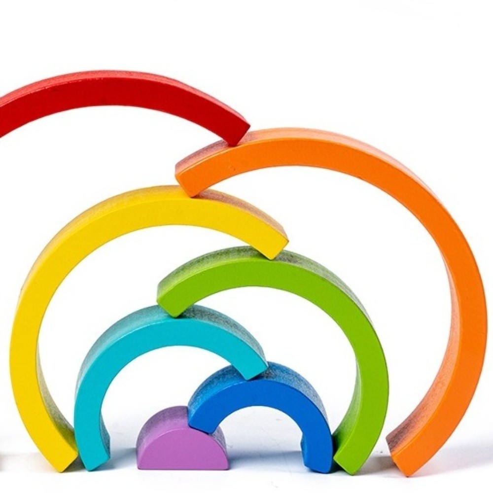 เมื่อไร สายรุ้งอาคารบล็อก,ไม้สีรุ้งสีไม้ซ้อนกันของเล่น,แบบพกพา ทําเอง ซ้อนออกแบบสีองค์ความรู้โค้งสะพานบล็อกเด็กเล่ - รูปที่ 6