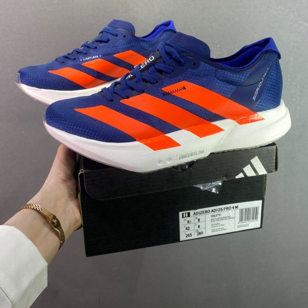 รองเท้าวิ่ง Adizero Adios Pro 4 สำหรับผู้ชายและผู้หญิง ด้วยแผ่นคาร์บอนเทคโนโลยี EVO SLJR6370 L7IN