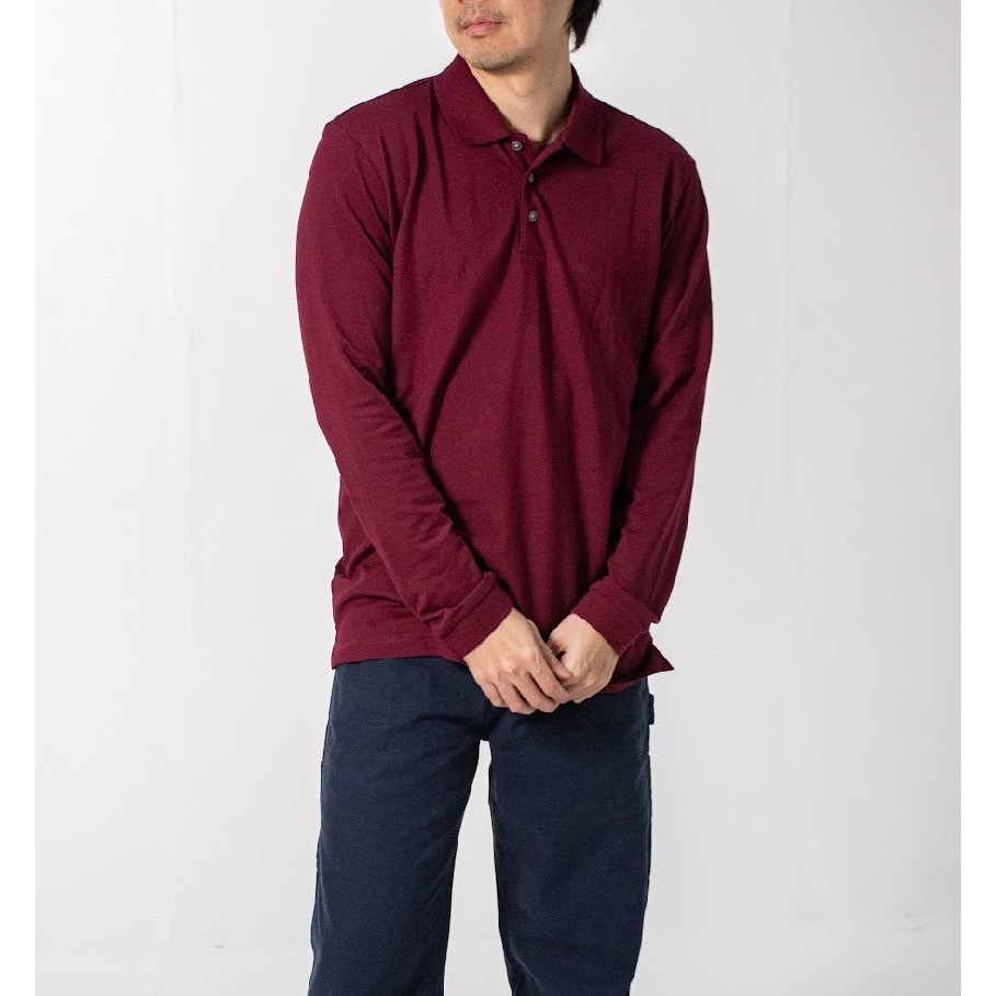 era-won เสื้อโปโลเอราวอนแขนยาว POLO สำหรับคุณผู้ชาย สี Maroon