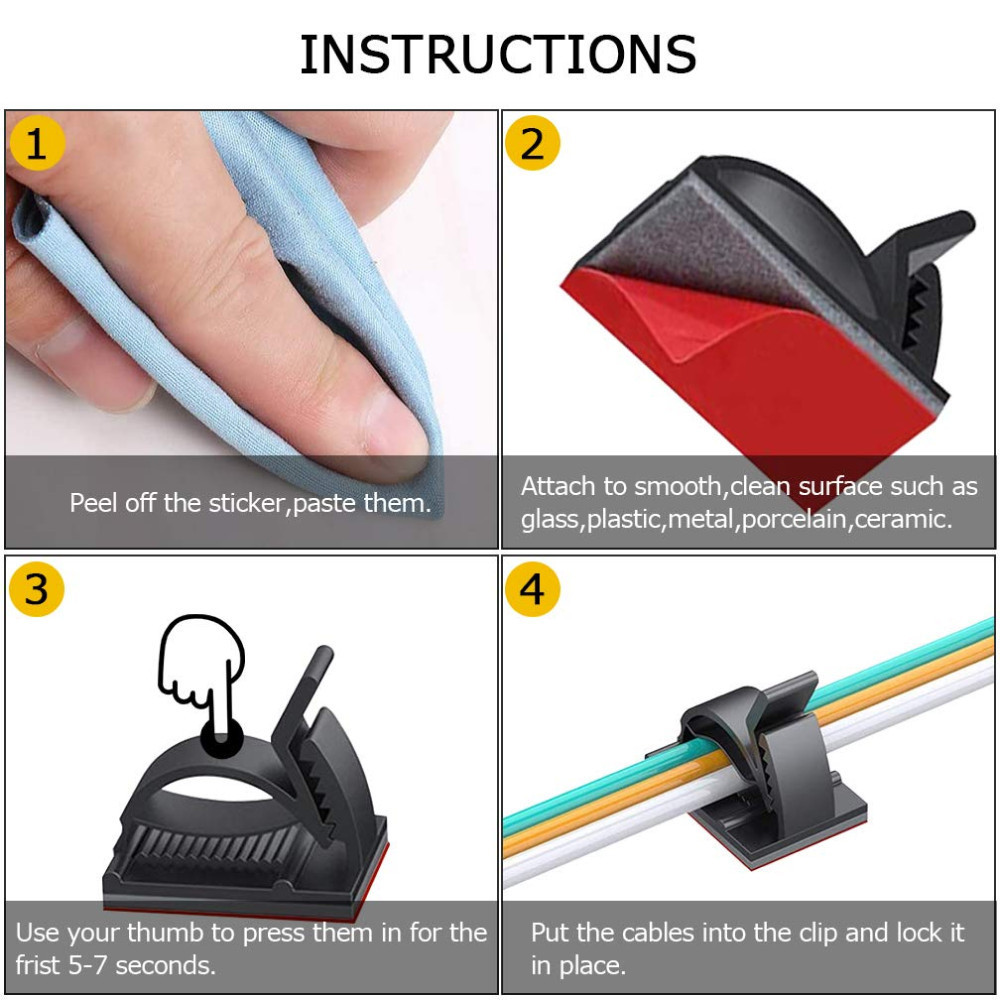 ASSSTRE ALBOYI ที่ยึดคลิปหนีบสายไฟแบบปรับได้อเนกประสงค์ 50 ชิ้น - DS506