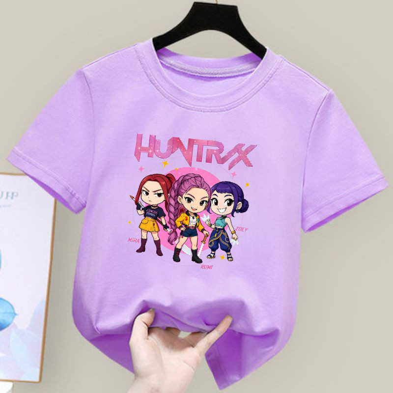 เสื้อยืดการ์ตูน Demon Hunter สำหรับผู้หญิง ออกแบบจากตัวละคร Kpop Huntrix