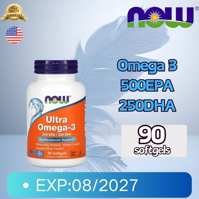 NOW Ultra Omega 3 โอเมก้า 3 น้ำมันปลา มีกรดไขมันดี เหมาะกับผู้ที่ใส่ใจสุขภาพ 500EPA/250DHA 90 Now Fo