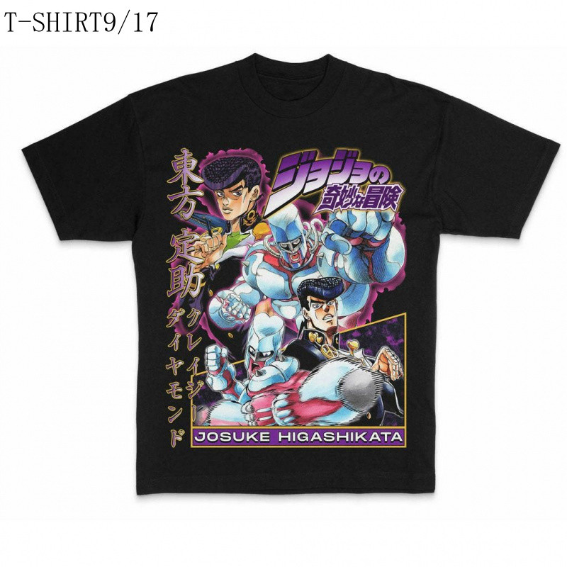 เสื้อยืด JOJO แขนสั้น ผ้าฝ้าย 100% พิมพ์ลายอนิเมะ JOJo's Bizarre Adventure