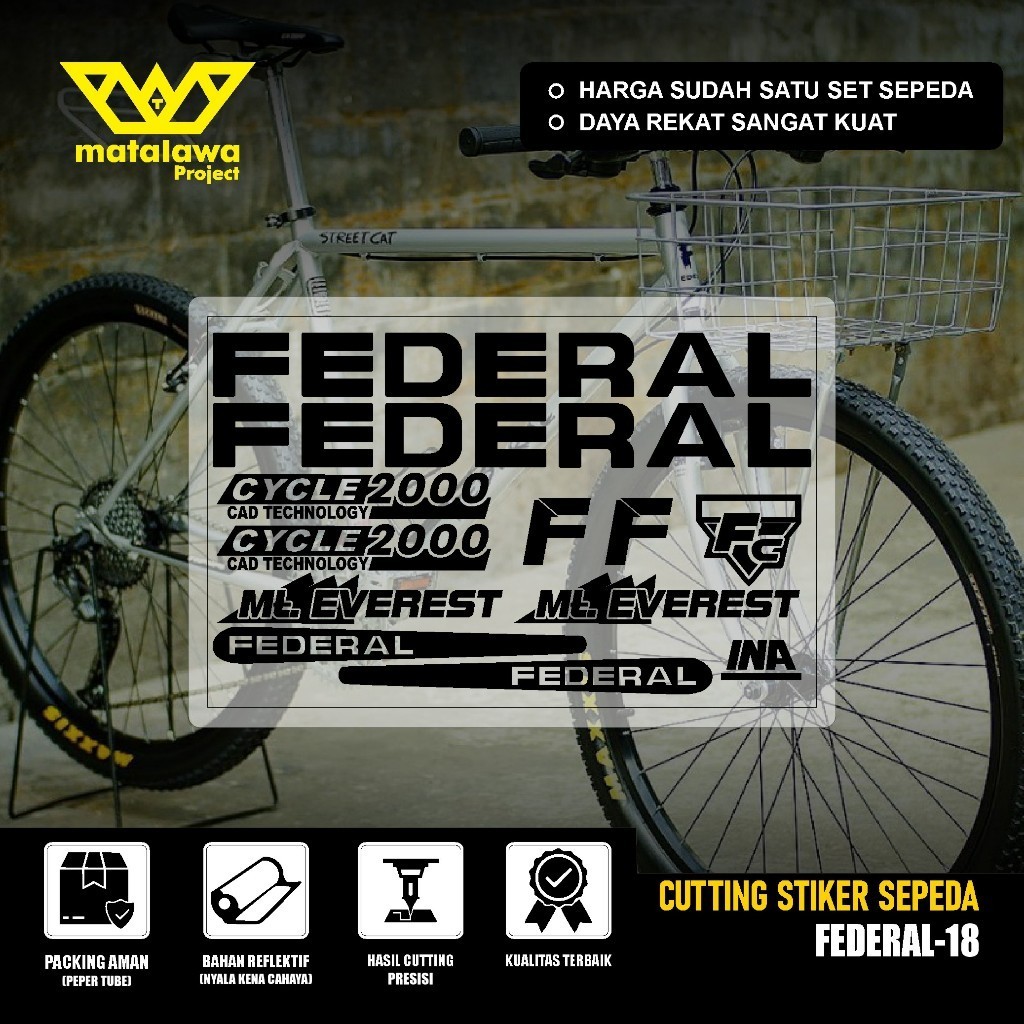 FEDERAL Mount Mt Everest สติกเกอร์ตัดจักรยานรอบ 2000 Cad เทคโนโลยี Street Cat MTB 18