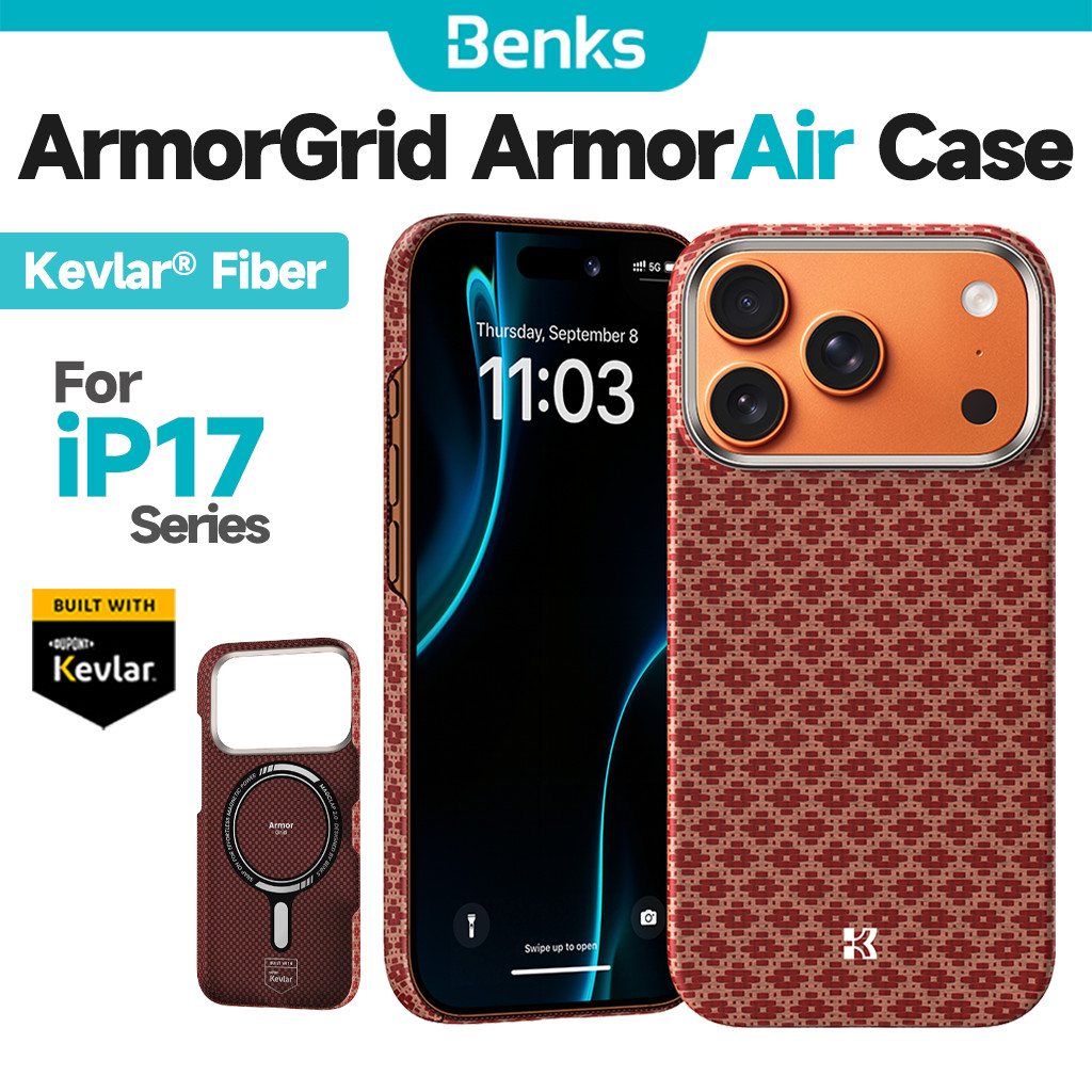 [Benks Official] Benks สําหรับ IPhone 17 Pro Max Air Magnetic ArmorGrid ArmorAir Back ในตัวพร้อมเคฟล่าร์® Aramid Fiber Ultra Slim & Lightweight Minimalist Casing ปกแข็ง