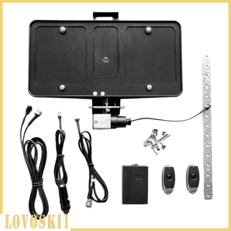[Lovoski1] USA ฝาครอบชัตเตอร์ Up Flip Electric Stealth กรอบป้ายทะเบียนพร้อมตัวยึดยึดรีโมทคอนโทรลติดต