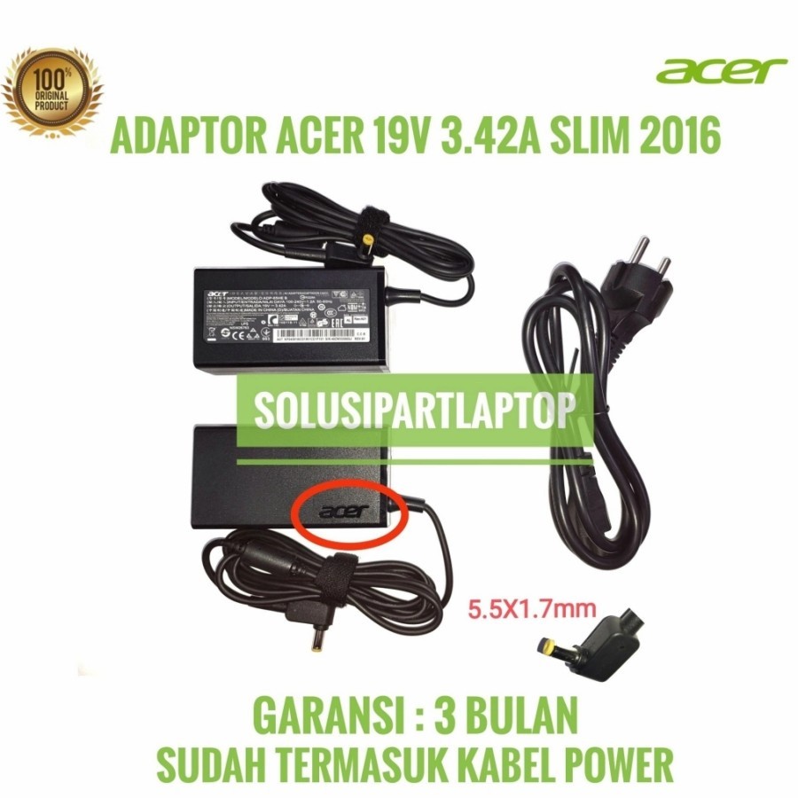 ACER ADAPTER ASPIRE 4752G 4752G 4755 4755G 19V 3.42A SLIM ใหม่ต้นฉบับ