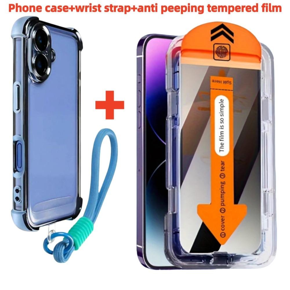 3in1 เคสโทรศัพท์ + 1 ชิ้นความเป็นส่วนตัวกระจกนิรภัยฝุ่นติดตั้งฟรีกระจกนิรภัย + เชือกสําหรับ OPPO Ren