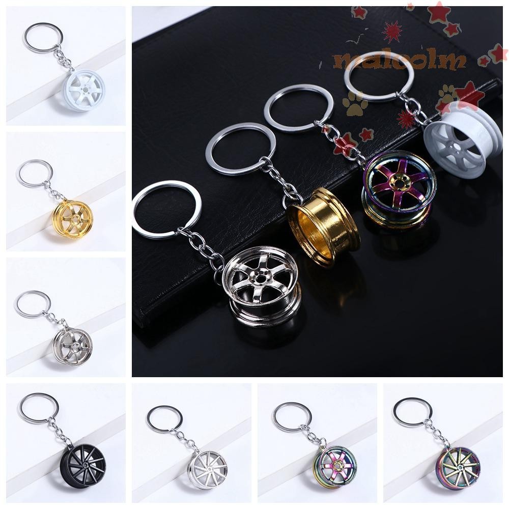 MALCOLM พวงกุญแจรถล้อ,โลหะผสม INS ขอบยาง Key Holder, Creative Wheel Hub Keyring Mini Bag Charms