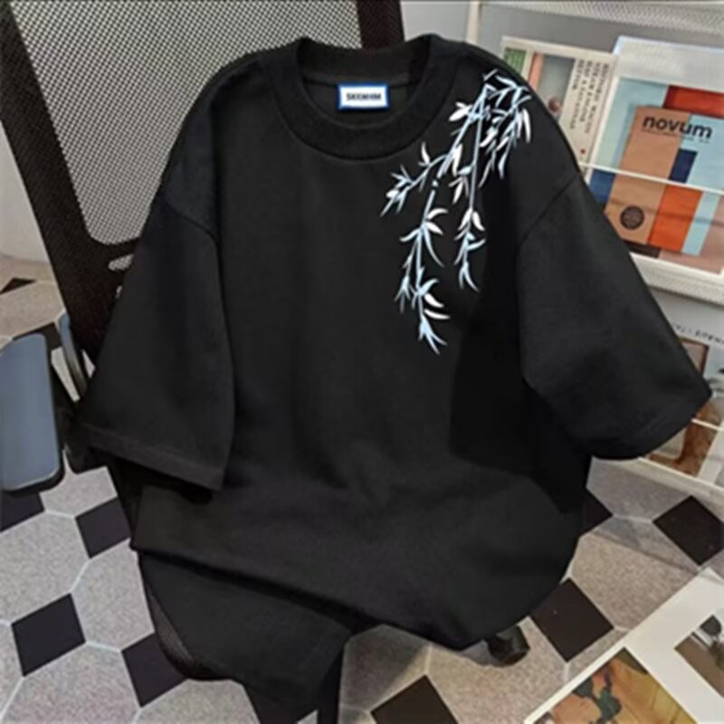 Short Sleeve Trendy Casual Brand T-shirt Korean Style Top2025Summer Men T Hong Kong Style Shirt newC