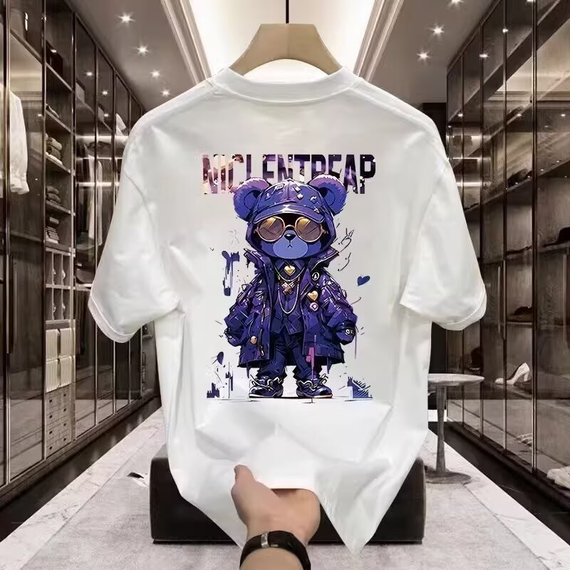 COD 20252025 Summer New Heavyweight All-Cotton Short Sleeve T-Shirt Men Loose Trendy Cool High-End H