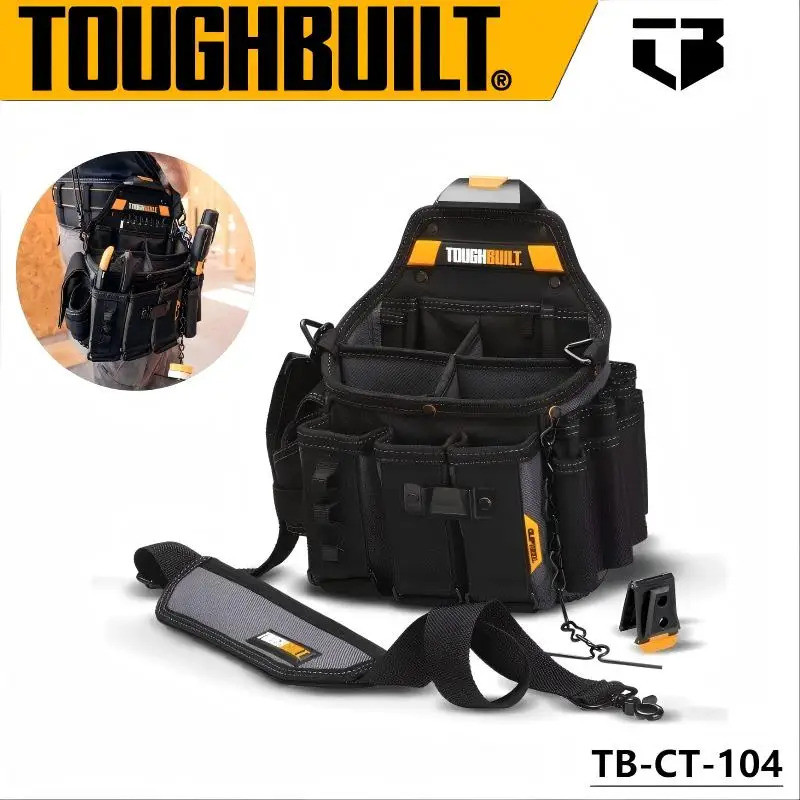 TOUGHBUILT TB-CT-104 กระเป๋าช่างไฟฟ้าหลัก - สายสะพายไหล่ + แพ็คเอว, ออแกไนเซอร์สําหรับงานหนักสําหรับ