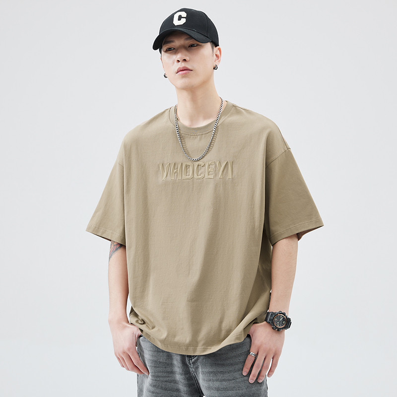 2025 NEW 2025 Real Shot Trendy Brand 3D Letter Short Sleeve T-Shirt Men Summer Hot Sale Pure Cotton 