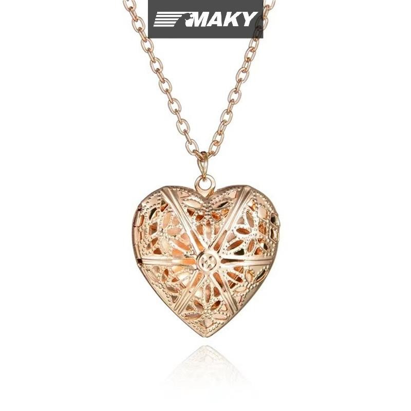 Llph สร้อยคอจี้รูปหัวใจกลวงเปิด Locket สร้อยคอผู้หญิงเครื่องประดับของขวัญ LLP
