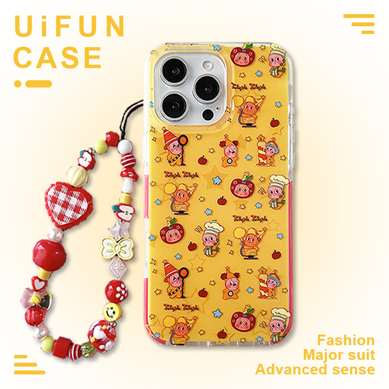 ดาวน่ารัก Apple Starman Twinkle เคสโทรศัพท์สําหรับ iPhone 17 16 15 14 Pro Max 13 iPhone17 พร้อมโซ่ IMD Shock ทนมือถือฝาหลัง Shell