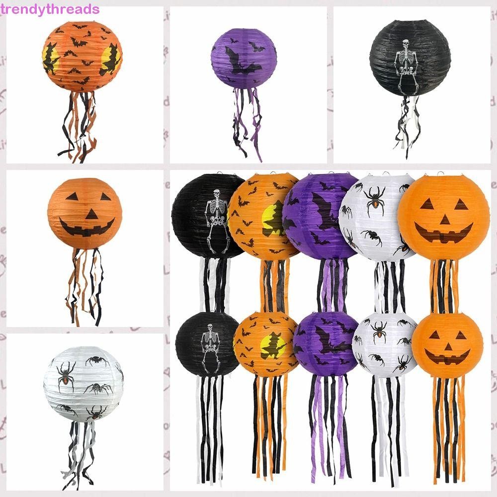 TRENDYETHREADS Hangingn Tassels Lantern, Skeleton Bat Halloween Paper Lamps, Halloween Supplies With
